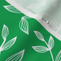 Bright Green and White Botanical Flowers Leaves