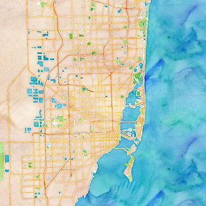 miami watercolor 18x18