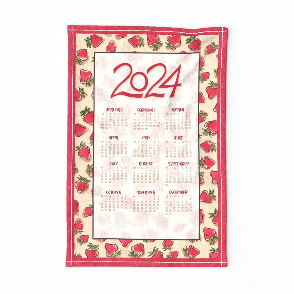 2024 Calendar How Sweet It Is ©Julee Wood - TO PRINT CORRECTLY choose FAT QUARTER in any fabric 54" or wider