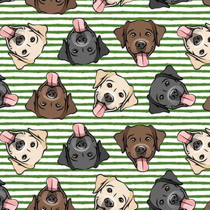 all the labs - cute happy labrador retriever dog breed - green stripes - LAD19