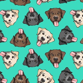 all the labs - cute happy labrador retriever dog breed - teal - LAD19