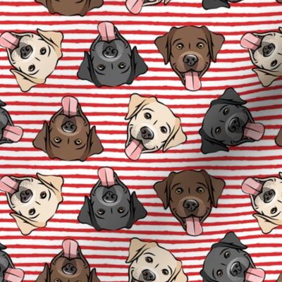 all the labs - cute happy labrador retriever dog breed - red stripes - LAD19