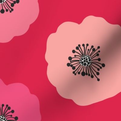 Akiko Poppies Floral Hot Pink