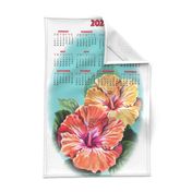 2024 Vintage Hibiscus CalendarTea towel