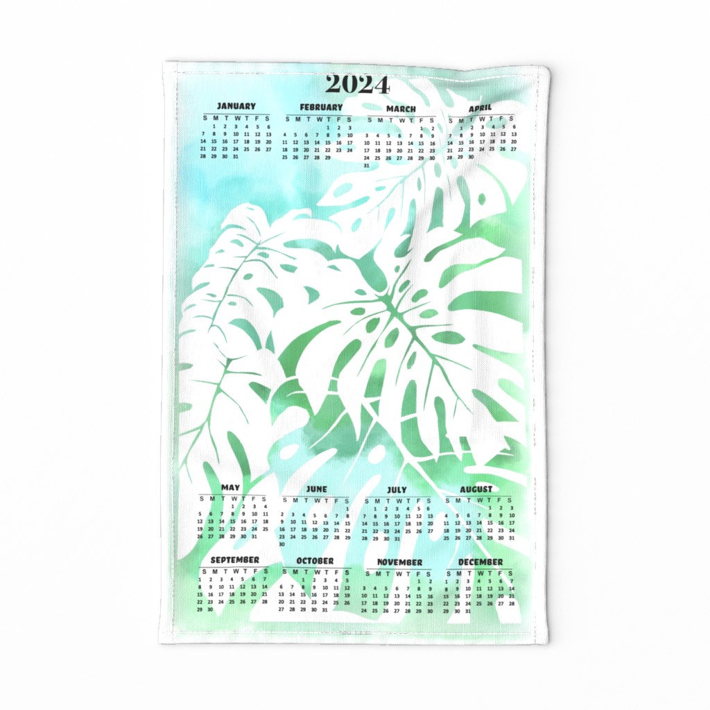 2024 Tropical Monstera calendarTea Towel