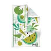 Papercut Veggies Green Tea Towel Calendar 2024