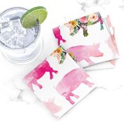 floral + watercolor pigs