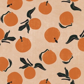 mid-century clementines on sandy beige - summery citrus