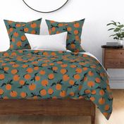 mid-century clementines on teal