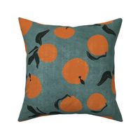 mid-century clementines on teal