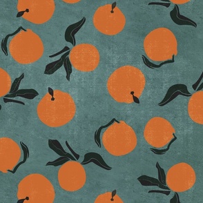 mid-century clementines on teal