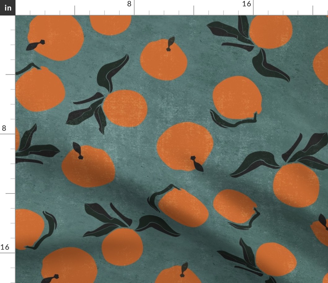 mid-century clementines on teal