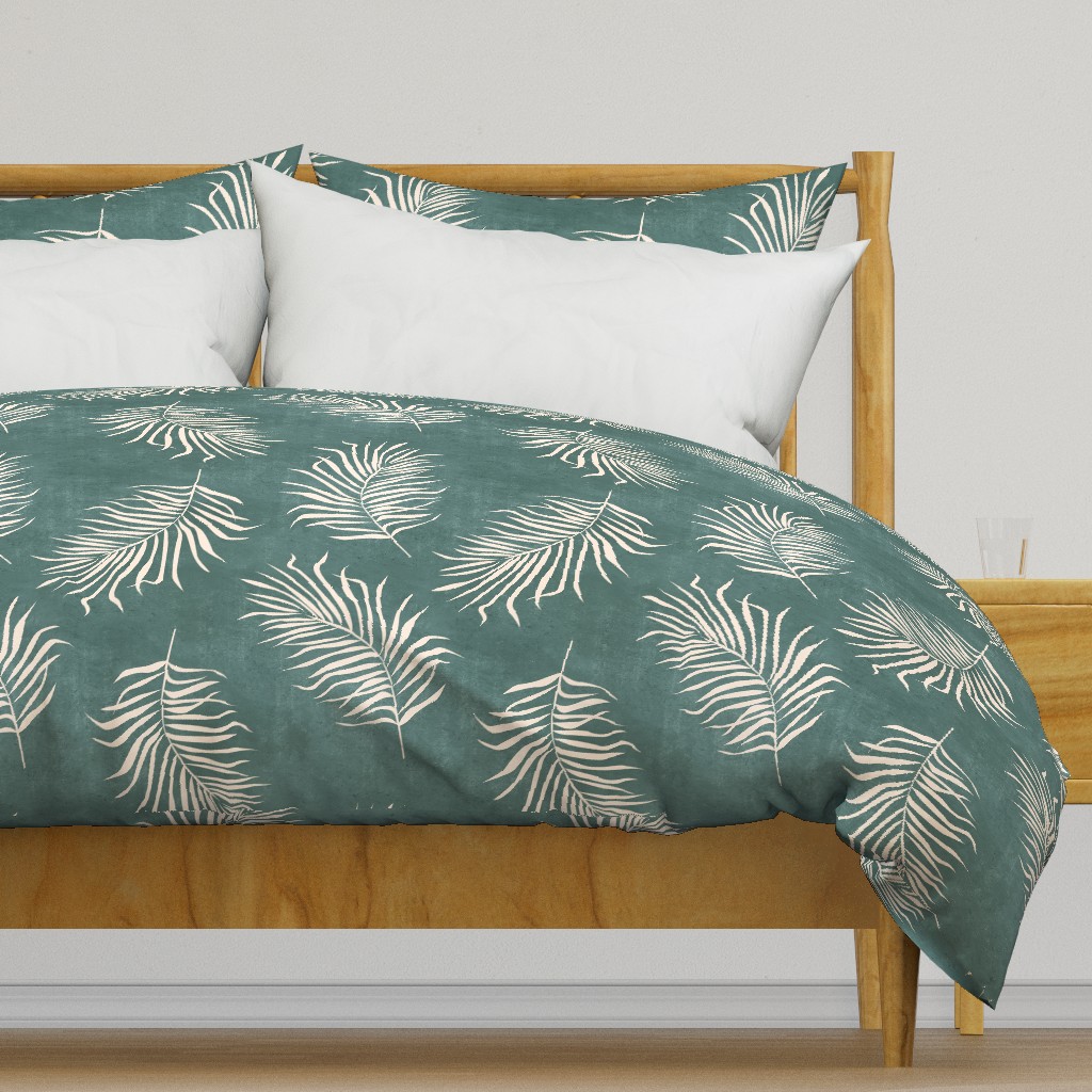 jumbo // Palm fronds Bone on teal