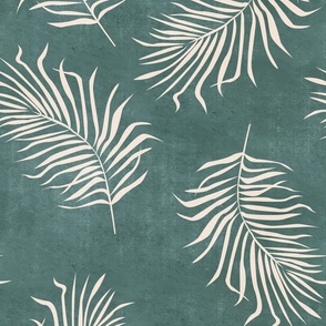 jumbo // Palm fronds Bone on teal