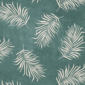 Palm fronds Bone on teal