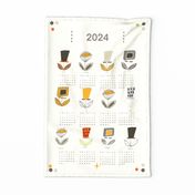2024 Tea Towel Calendar- Minimal Mod Flower Beige