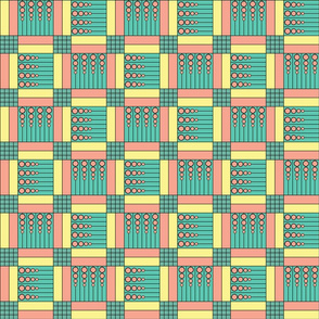 40 Something (3"): Pink & Blue Green Retro Geometric Tiles
