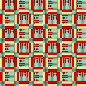 40 Something (3"): Red & Jadite Green Retro Geometric Tiles