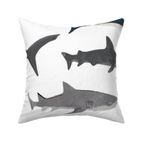 EXTRA LARGE - shark // sharks nautical boys white background kids ocean sea tiger shark hammerhead shark fabric