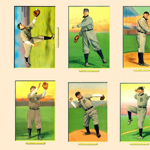 18-23   Detroit Tiger Baseball Players from the 1911 Turkey Red Set of Cabinet Cards