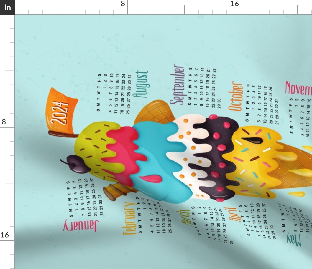 Ice Cream Calendar 2023 Fabric Spoonflower