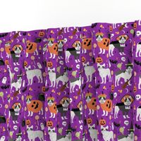 french bulldog halloween fabric, black and white frenchie, frenchie fabric, cute french bulldog fabric, frenchie halloween design - purple