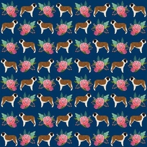 SMALL - Saint Bernard dog breed pattern fabric floral bouquet