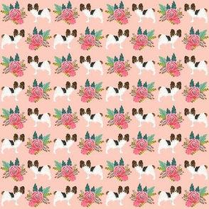 SMALL - papillon dog florals cute blush dogs fabric best papillon gift for dog owner sweet papillons fabric