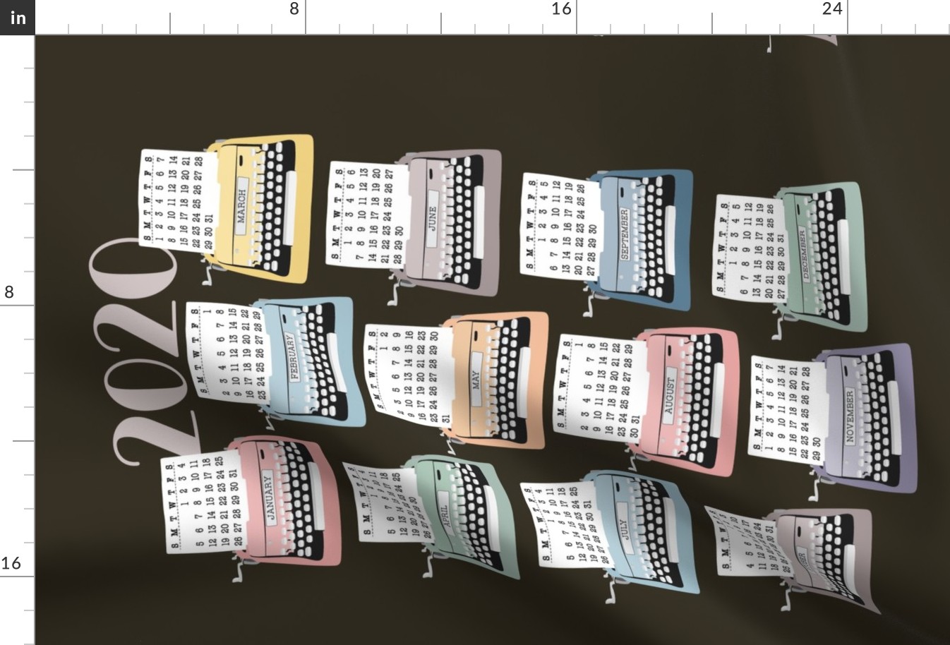 2020 Tea Towel Typewriter Calendar