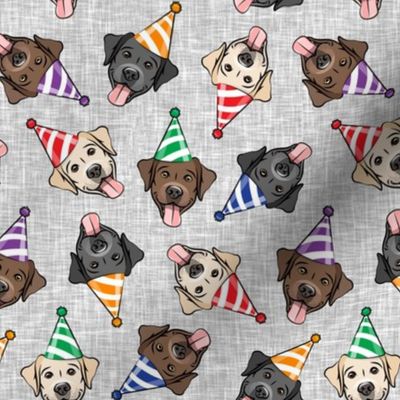 party labs - cute happy labrador retriever birthday dog breed - (multi hats) grey - LAD19