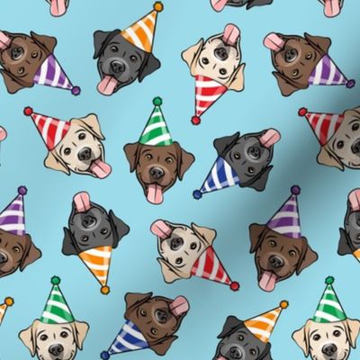 party labs - cute happy labrador retriever birthday dog breed - (multi hats) blue - LAD19