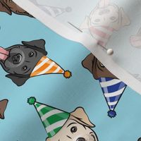 party labs - cute happy labrador retriever birthday dog breed - (multi hats) blue - LAD19