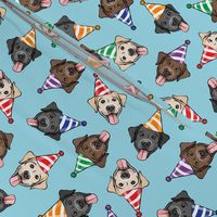 party labs - cute happy labrador retriever birthday dog breed - (multi hats) blue - LAD19