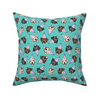 party labs - cute happy labrador retriever birthday dog breed - teal - LAD19