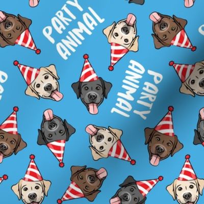 party labs - party animals - cute happy labrador retriever birthday dog breed - blue - LAD19