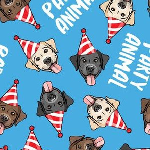 party labs - party animals - cute happy labrador retriever birthday dog breed - blue - LAD19