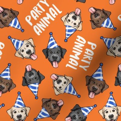 party labs - party animals - cute happy labrador retriever birthday dog breed - orange - LAD19