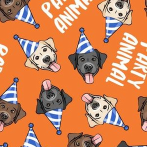 party labs - party animals - cute happy labrador retriever birthday dog breed - orange - LAD19