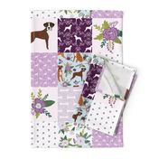 boxer dog quilt fabric - pet quilt c - purple quilt, boxer dogs