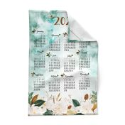 magnolia floral tea towel calendar