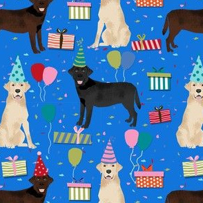 labrador dog birthday fabric - gotcha day fabric, dog fabric, labradors fabric - blue