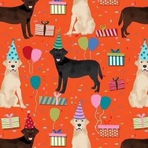 labrador dog birthday fabric - gotcha day fabric, dog fabric, labradors fabric - orange