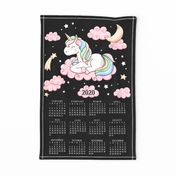 Cute unicorn tea towel calendar 2020