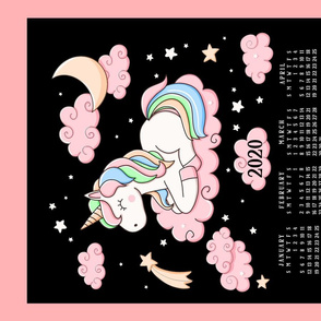 Cute unicorn tea towel calendar 2020