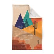 Color Block Desert 2022 Tea Towel Calendar // Mountain Views, Sunset, Geometric, Cactus, Cacti, Succulents, Landscape, Texture, Mesas, Red Rocks, Sand, Sunshine © ZirkusDesign