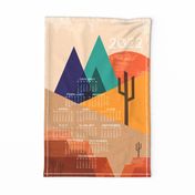 Color Block Desert 2022 Tea Towel Calendar // Mountain Views, Sunset, Geometric, Cactus, Cacti, Succulents, Landscape, Texture, Mesas, Red Rocks, Sand, Sunshine © ZirkusDesign