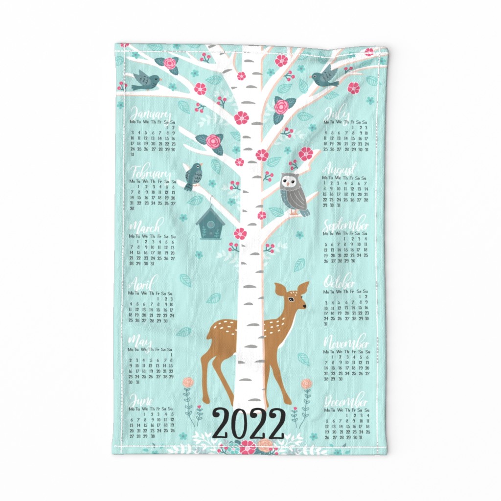 2022 ♥ flower tree calendar ♥ tea towel design