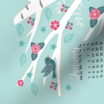 2022 ♥ flower tree calendar ♥ tea towel design