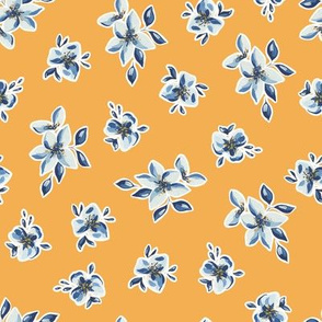 Blue and Ocher Flowers / Arles Collection