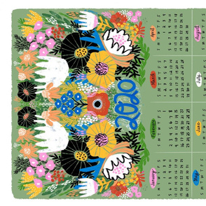 Floral Tea Towel Calendar 2020